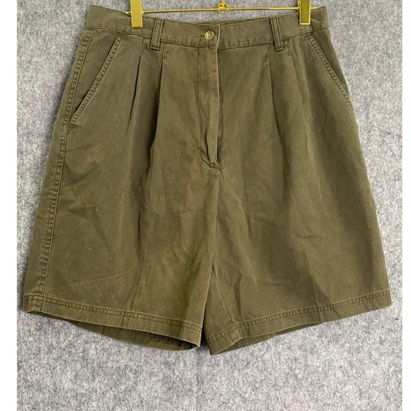 Vintage Woolrich Olive Green Pleated Shorts Womens 14 High Waisted Classic AS IS - Picture 1 of 7